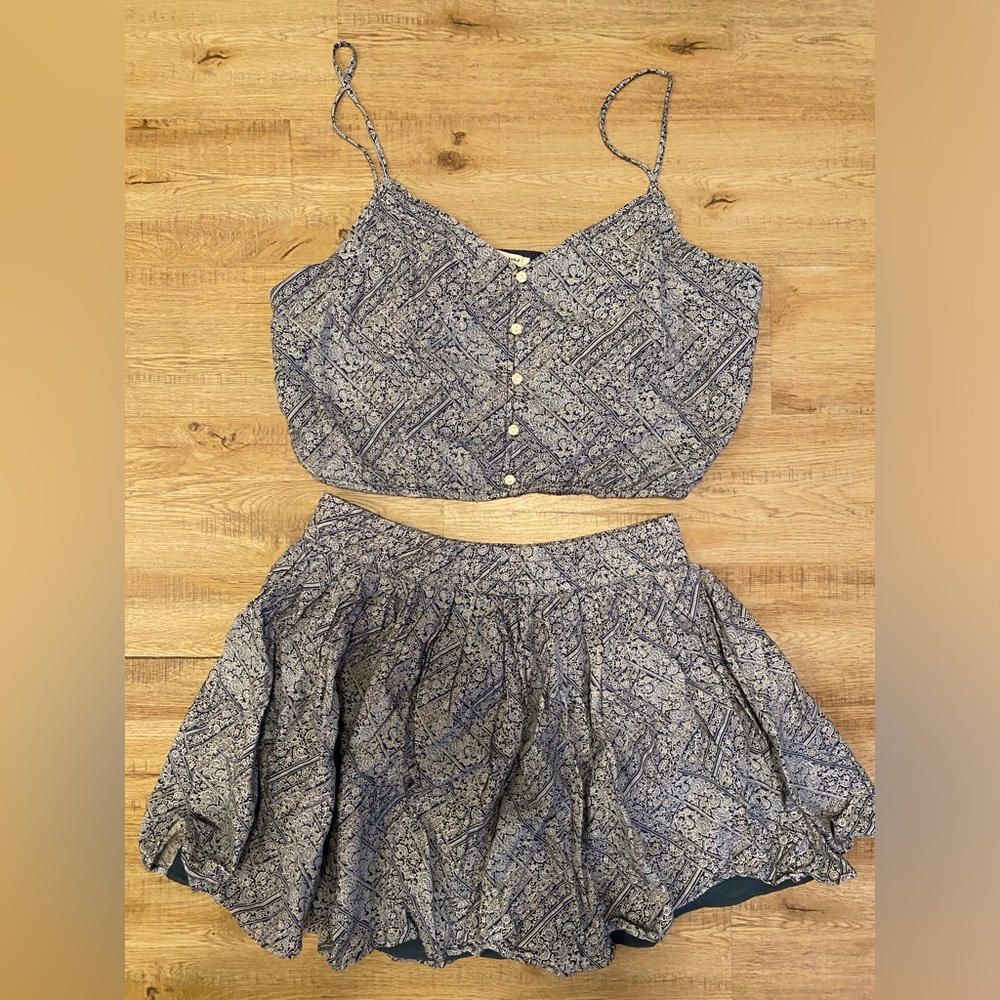 Blue/White American Eagle Matching Set (Shirt and Skirt)
